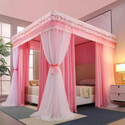 China Folded 150*200*190cm Double Layer Solid Spacious Mosquito Net Light Luxury Convenient Three-Door Bed Nets for sale