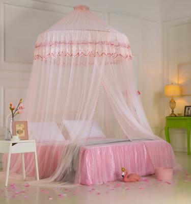 China Romantic Princess Folded Hang Round Canopy Mosquito Net 10*1.35*2.6m Lace Mosquito Net Palace Circle Floor Bed Lace for sale