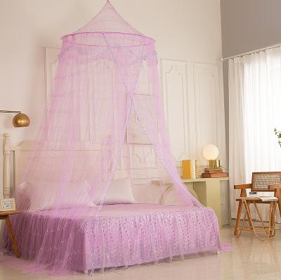 China Romantic Hanging Bedspread Mosquito Net Curtain Bedding Child Crib Bed Canopy Girl Folded Around Dome Net for sale