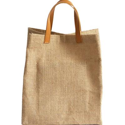 China Natural Gift Bohemia Impact Resistance Printed With Cotton Handles Burlap Tote Bag for sale