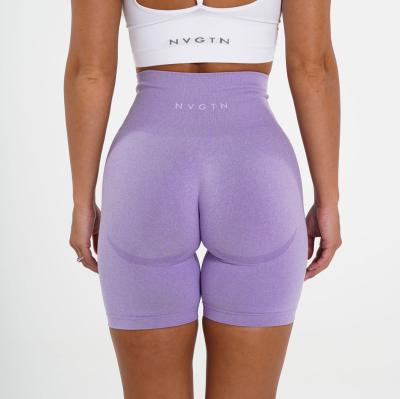 China Custom Size Women's Tights Gym Workout Breathable Sportswear Tops Breathable Recycled Fabric Biker Lilac Shorts for sale