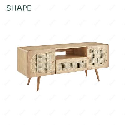 China 1 soft closing drawer & 2 door CIRCUS soft closing TV stand 130cm with 1 soft closing drawer and 2 soft closing doors in solid ash and ash veneer with natrual rattan for sale