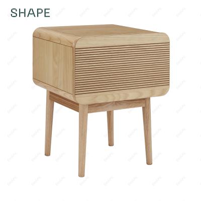 China 1Drawer SAPA v2 bedside table with 1 drawer in oak and oak veneer with grooves decoration for sale