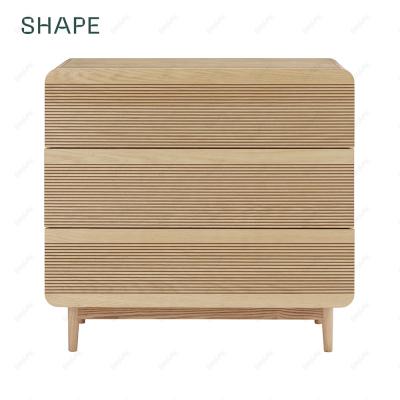 China 3 drawers SAPA bedroom wardrobe v2 with 3 drawers in oak and oak veneer with grooves decoration for sale