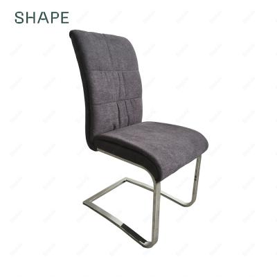 China Nordic & Elegant European Dining Chair Upholstered Steel Gray Fabric Dining Chairs Set Of 6 for sale