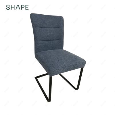 China Nordic & Elegant European Dining Chair Upholstered Steel Gray Fabric Dining Chairs Set Of 8 for sale