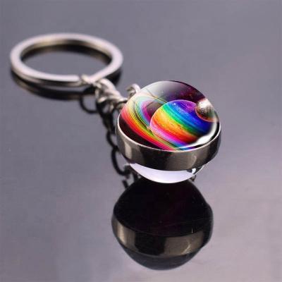 China Sun Mars Easy Ball Earth Moon Keychain Space Nebula Galaxy Keychain Planet Solar System Key Chain L0062 Art Picture Double Side Glass for sale