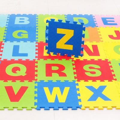 China DIY TOY 26letter 36Pcs Words Number Pattern Foam Puzzle Kids Cover Mat Split Joint EVA Baby Play Mat Indoor Soft Activity Puzzle Mats for sale