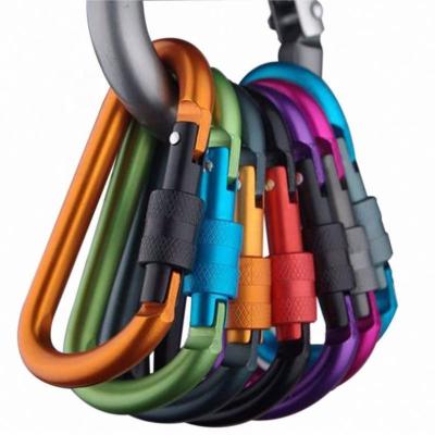 China Outdoor Travel Chain Key Multicolor Metal Aluminum Alloy Carabiner D-Ring Clip Camping Quickdraws Kit 8cm Snap Hook Key Ring for sale