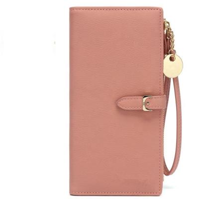 China Waterproof Fashion Long PU Wallets Candy Color Zipper Wallets High Quality Leather Purse Wallets for sale