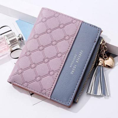 China 2018 Fashion Waterproof Tassel Women's Solid Wallet For Lady Short Leather Zipper Wallet Small Credit Card Luxury Brand for sale