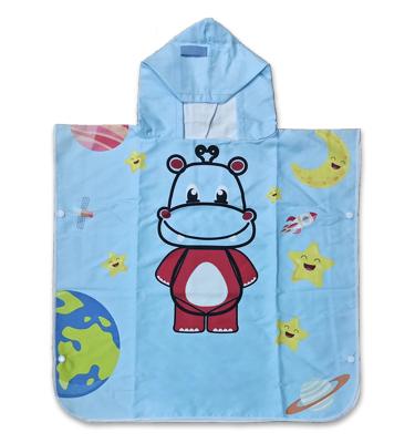 China Child-Proof Microfiber Custom Print kid Hood Beach Robe Towel Microfibre Surf Poncho Towel for sale