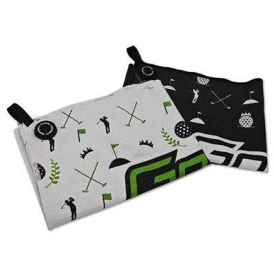 China QUICK-DRY Hot-Selling Magnetic Golf Towel Custom Logo Golf Towels Microfiber Waffle for sale