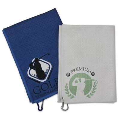 China QUICK-DRY wholesale microfiber waffle golf towels with custom logo printed for sale