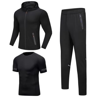 China Wholesale Custom Polyester Breathable 3 Pieces GYM Sportswear Compression Shirt Set For Men for sale