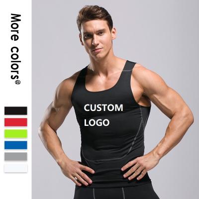 China Dropshipping Breathable Custom Men's GYM Vest Logo Polyester Fitness Apparel Vedo GYM Tank Top Compression for sale