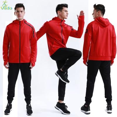 China Wholesale custom made polyester full zipper hoodie tech sweat suit breathable for men for sale