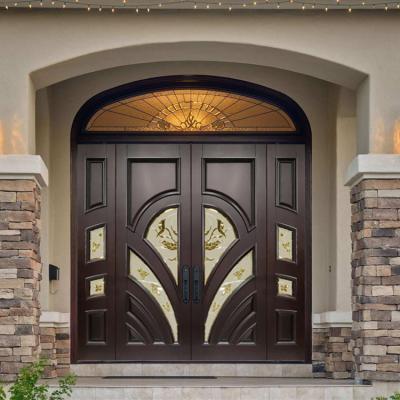 China Modern Residential House Wooden Front Main Door Designs Double Carving Door for sale