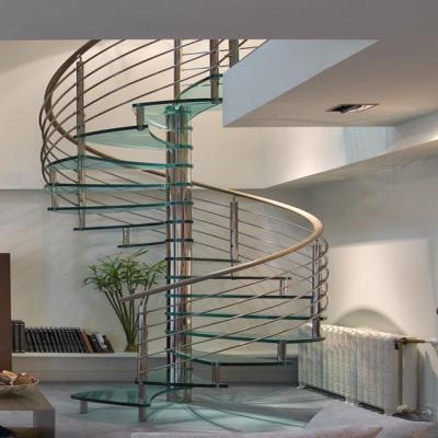 China Modern Interior Glass Spiral Staircase S Shaped Dimensions for sale