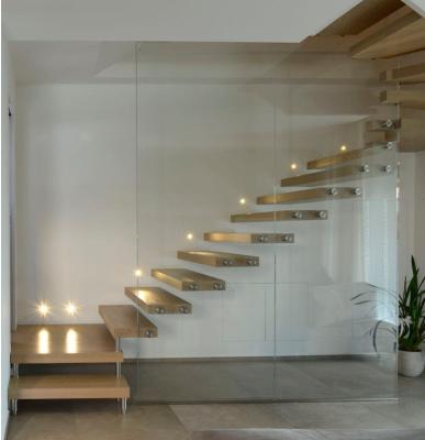 China Contemporary High Quality Wood Stair Build Stair Wire Railing Floating Staircase for sale