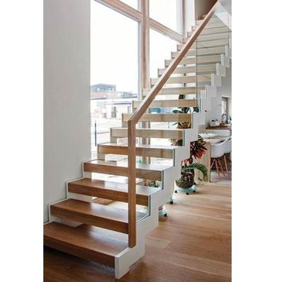 China Modern Open Straight Metal Staircase Interior Wood Stair Stringer Zigzag Staircase for sale