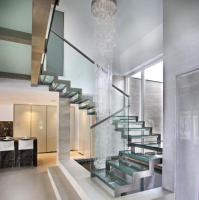 China Glass Staircase Cost Modern Building Home Used Stainless Steel Glass Staircase for sale