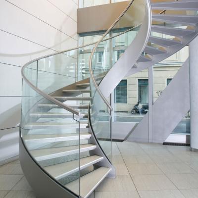 China Contemporary Modern Curved Commercial Building Curved Staircase for sale