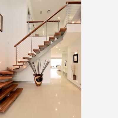 China Contemporary Indoor Straight House Staircase Solid Wood Straight Staircase Design for sale