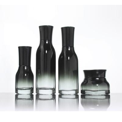 China Comestic 40ML 100ML 120ML Gradient Luxury Black Glass Bottles With Inner Cap for sale