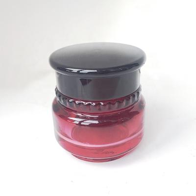 China Eco-friendly Recyclable Luxury Red Glass Screw Top 50g Skin Care Cream Cosmetic Packaging Glass Jar for sale