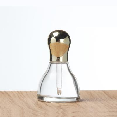 China New Design 40ml Eco-friendly Recyclable Silver Push Button Dropper Clear Glass Bottle For Essential Oil for sale