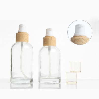 China 40ML 100ML 120ML Cosmetic Spray Lotion Glass Clear Bottles For Skin Care Serum for sale