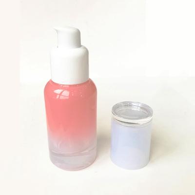 China 40ML 100ML Pink Cosmetic Gradient Lotion Glass Bottles For Skin Care Serum for sale