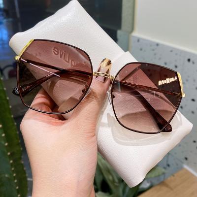 China 2021 fashion sunglasses classic shape sunglasses women retro large frame shading sunglasses for women for sale