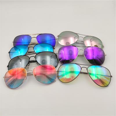 China Fashion sunglasses avi ators style retro coated color double beam metal glass custom sunglasses for sale