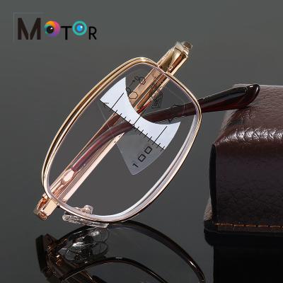 China 2021 New Lightweight Multifocal Smart Glasses Anti-blue Folding Unisex Folding Metal Buzz Myopia Reading Glasses for sale