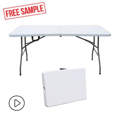 China New wholesale 180cm portable easy carry plastic 6ft folding table for outdoor camping garden for sale