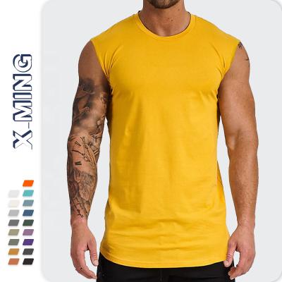 China Wholesale Fashion Muscle Casual Sleeveless Loose Tee QUICK DRY Plus Size Mens Vest Gym Sports Fitness Cotton Custom Print Tank Top for sale