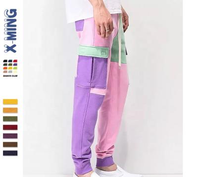 China Fashionable Wholesale Anti-static Cotton Custom Color Block Polyester Sweatpants Patchwork Drawstring Patchwork Drawstring Men Tailored Jogger Pants for sale