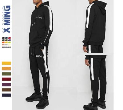 China Wholesale Breathable Black White Custom Logo Tracksuit Side Striped Casual Sweatpants Hoodies Sportswear Fit Plus Size Cotton Gear for sale