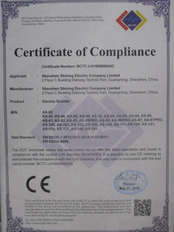 CE - Shenzhen Shining Electric Co., Ltd.