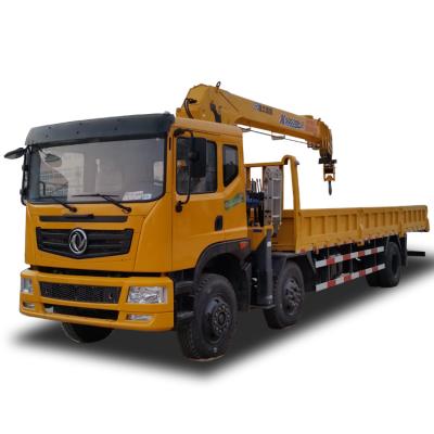 China TRUCK CRANE 8wheeler Truck Crane Carrier , Dongfeng 10 Tons 4 Section Straight-Arm Trailer With Loading Crane for sale