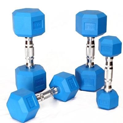 China Bodybuilding Lympic Gym Good Quality Training Colored Hex Rubber Dumbbell for sale