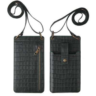 China Anti-fall Dropshipping Agent Fashion Embossed Crocodile Leather Cross - Body Cell Phone Wallet Bags&Cases for sale