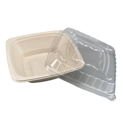 China Freshness Preservation Food Grade Biodegradable Disposable Microwave Disposable Food Packaging Containers Round Biodegradable Paper Bowls With Lids for sale