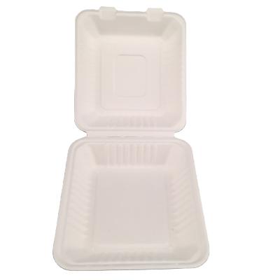 China Sustainable Biodegradable Clamshell With PLA Coating Disposable Fast Food Packaging Container Bagasse Packing Takeaway Clamshell for sale