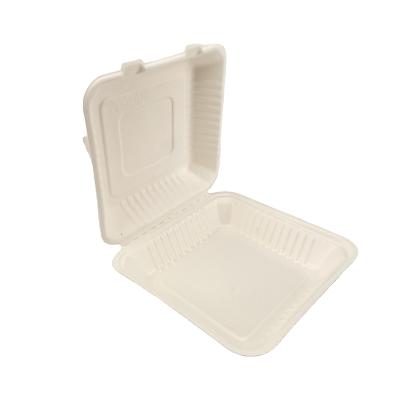 China Sustainable Disposable Bagasse Takeout Packaging Biodegradable Clamshell With PLA Coating Fast Food Clamshell Packaging Container-9