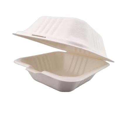 China Disposable Eco-Friendly Biodegradable Tableware Disposable Biodegradable Tableware With PLA Coating Sugar Cane Sugar Cane Bagasse Clamshell Food Container for sale