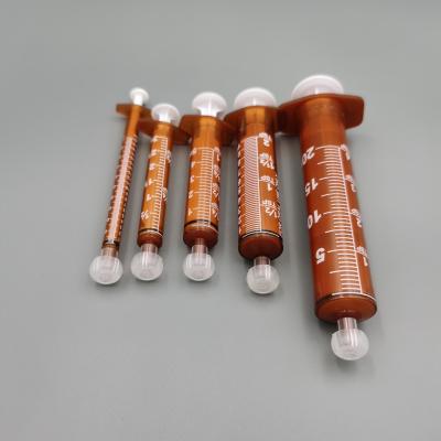 China Isoprene Rubber Light Amber Oral Proof Syringes Oral Dispenser 1ml 3ml 5ml 5ml 10ml 20ml for sale