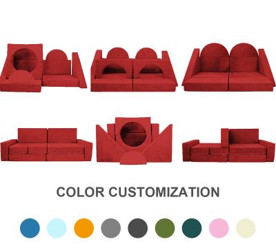 China Modern Play Room Sofa Kids Sofa Newly Promoted Washable Modular Foldable Play Cushions Couch Folding Modular Play Couch for sale